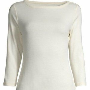 Time and Tru White Boat Necl Women Top Size Large